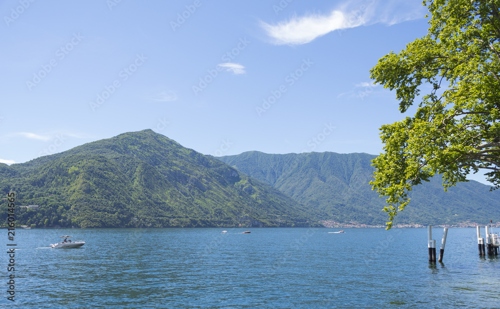 View of Lake Como (northern Italy) in a sunny day
