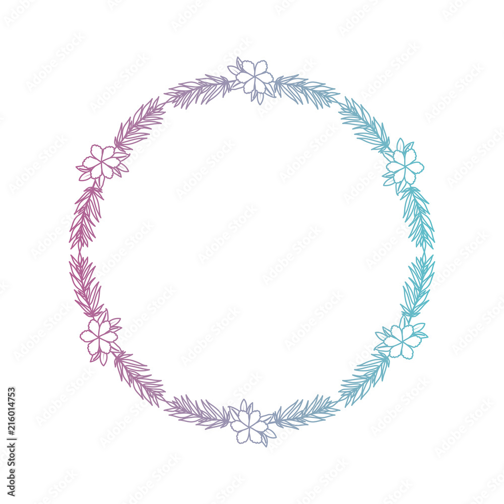 beautiful flower and leafs circular frame vector illustration design beautiful flower and leafs circular frame vector illustration design