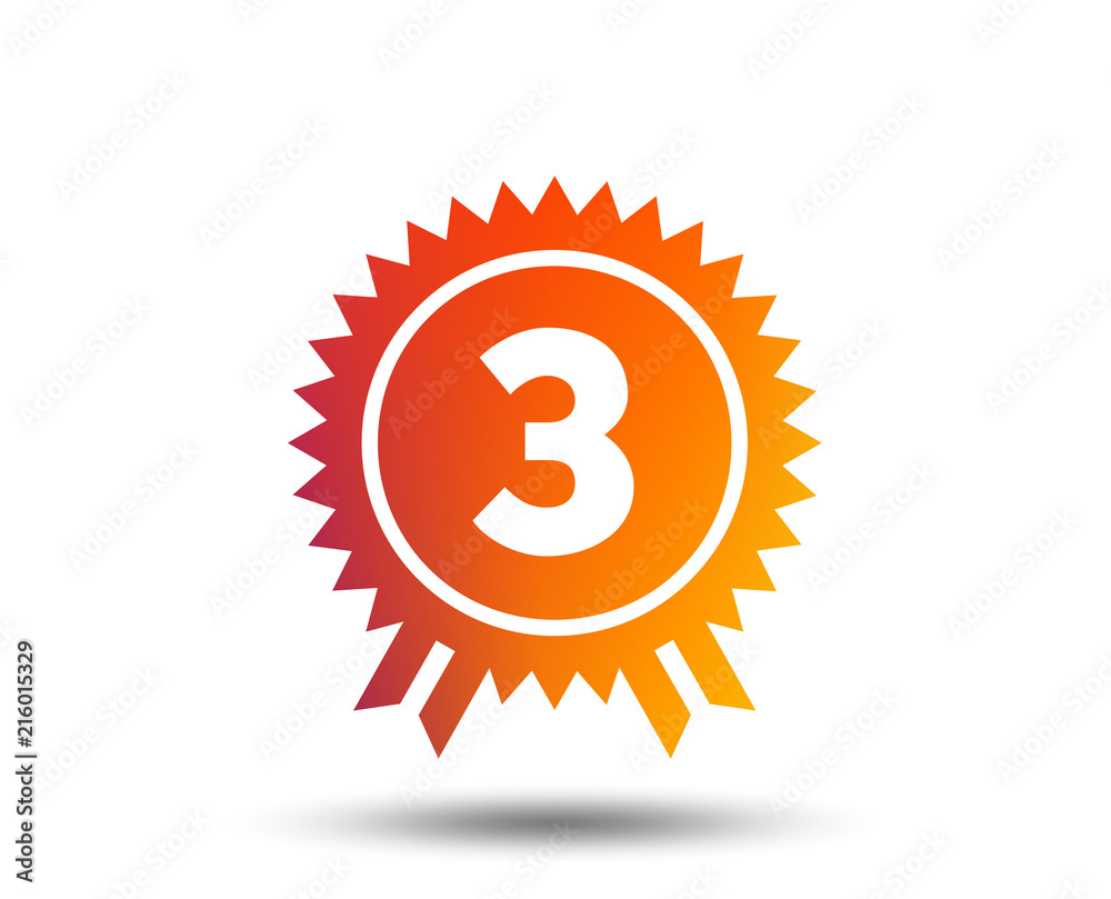 Third place award sign icon. Prize for winner symbol. Blurred gradient design element. Vivid graphic flat icon. Vector Third place award sign icon. Prize for winner symbol. Blurred gradient design element. Vivid graphic flat icon. Vector