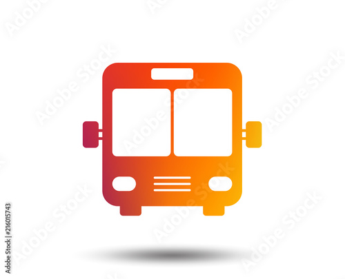 Bus sign icon. Public transport symbol. Blurred gradient design element. Vivid graphic flat icon. Vector
