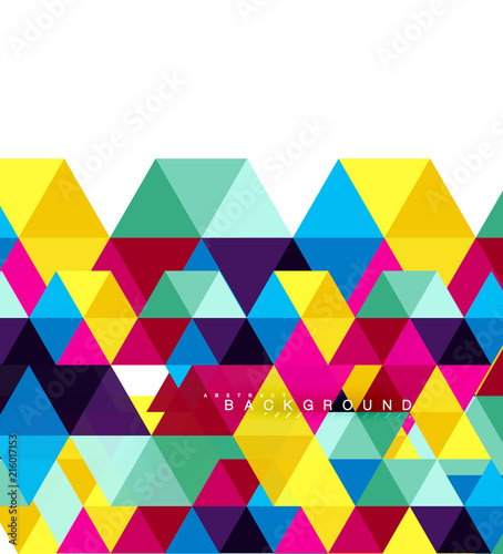 Multicolored triangles abstract background, mosaic tiles concept