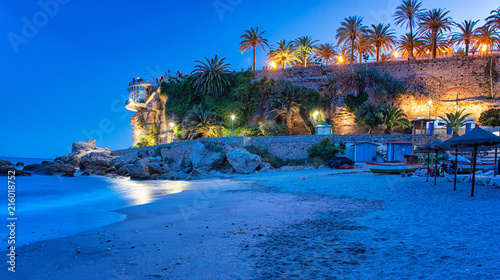 Beach of Nerja at night