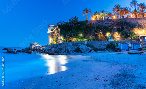 Beach of Nerja at night