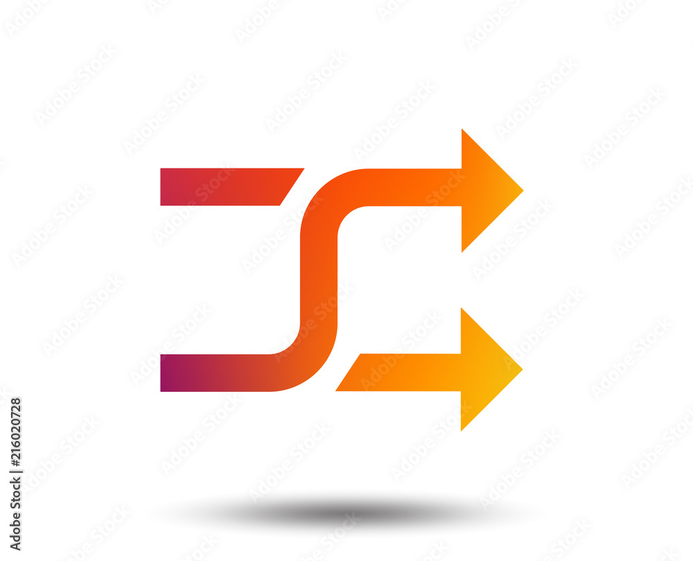 Shuffle sign icon. Random symbol. Blurred gradient design element. Vivid graphic flat icon. Vector Shuffle sign icon. Random symbol. Blurred gradient design element. Vivid graphic flat icon. Vector