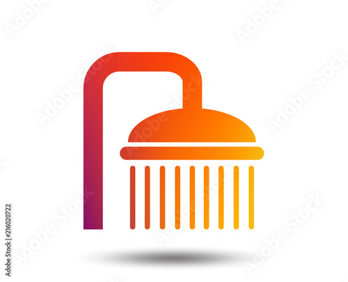 Shower sign icon. Douche with water drops symbol. Blurred gradient design element. Vivid graphic flat icon. Vector
