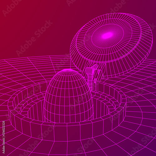 Cover rocket silo intercontinental ballistic missile. Wireframe low poly mesh vector illustration