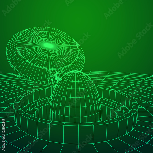 Cover rocket silo intercontinental ballistic missile. Wireframe low poly mesh vector illustration