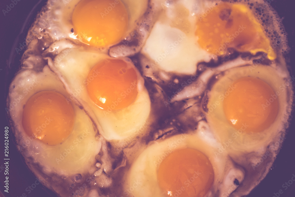 Fried eggs in a frying pan Fried eggs in a frying pan
