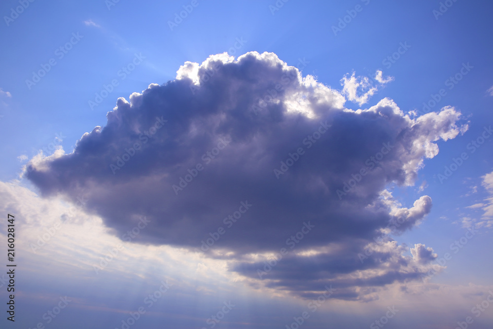 Majestic blue sky background with clouds.