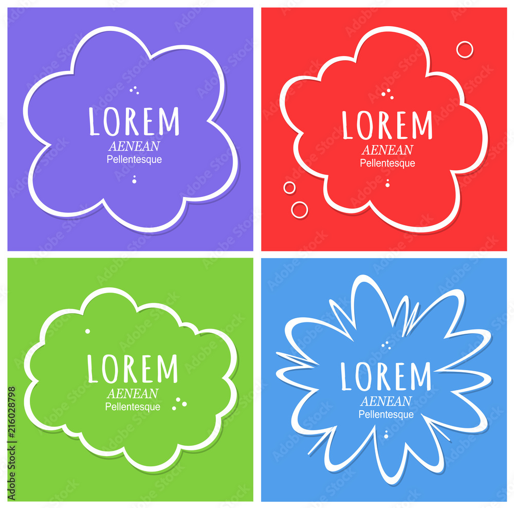 Vector speech bubble background with text space. File stored in version EPS 10. Colorful speech bubble set Vector speech bubble background with text space. File stored in version EPS 10. Colorful speech bubble set