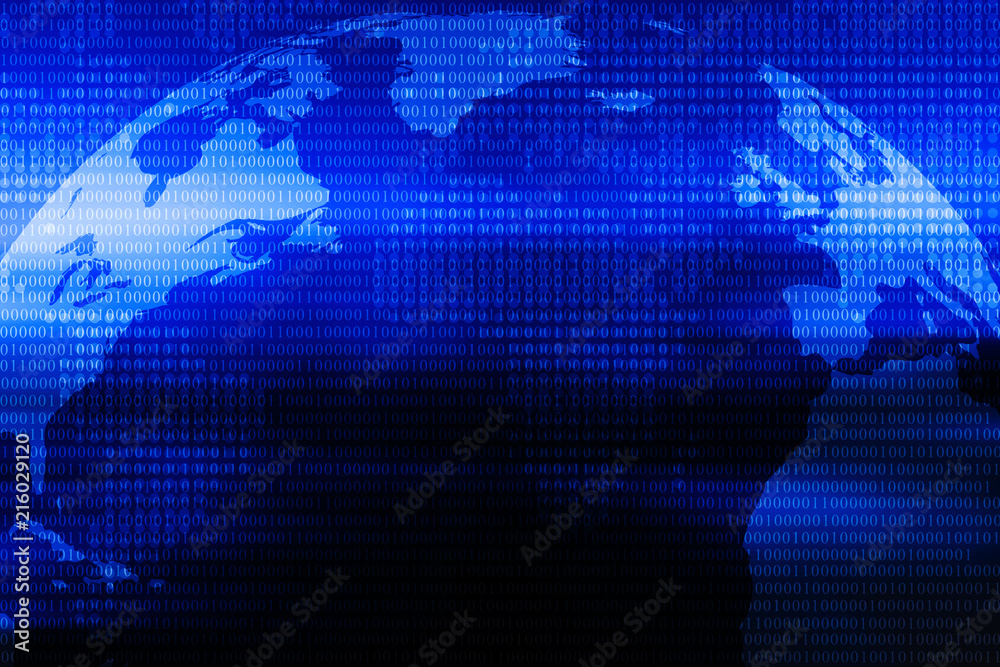 Technology background, double exposure of closeup earth with digital number on screen. Abstract background. Some elements of this image are furnished by NASA Technology background, double exposure of closeup earth with digital number on screen. Abstract background. Some elements of this image are furnished by NASA