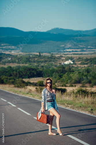 Young beautiful Asian woman in hippy style.