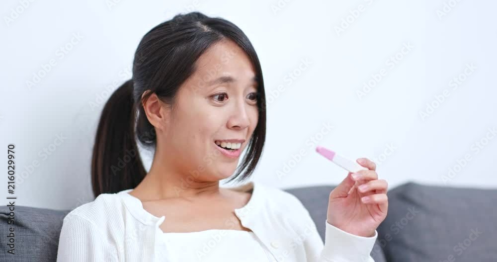 Woman got a positive result on pregnancy test Woman got a positive result on pregnancy test