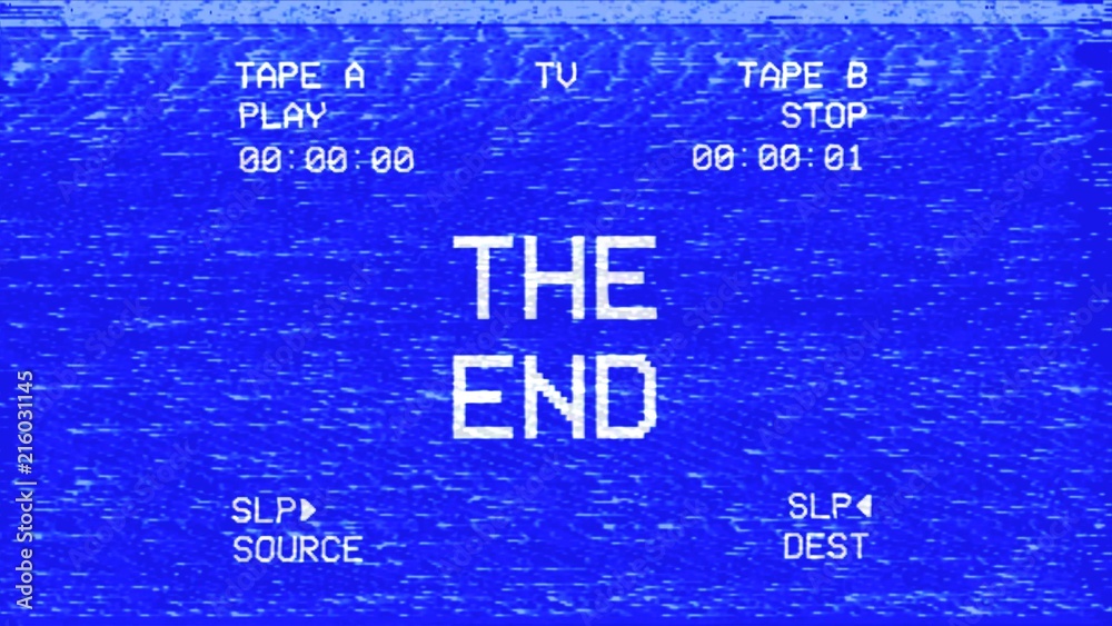 An old damaged VHS tape tracking a bad signal from a double deck, with