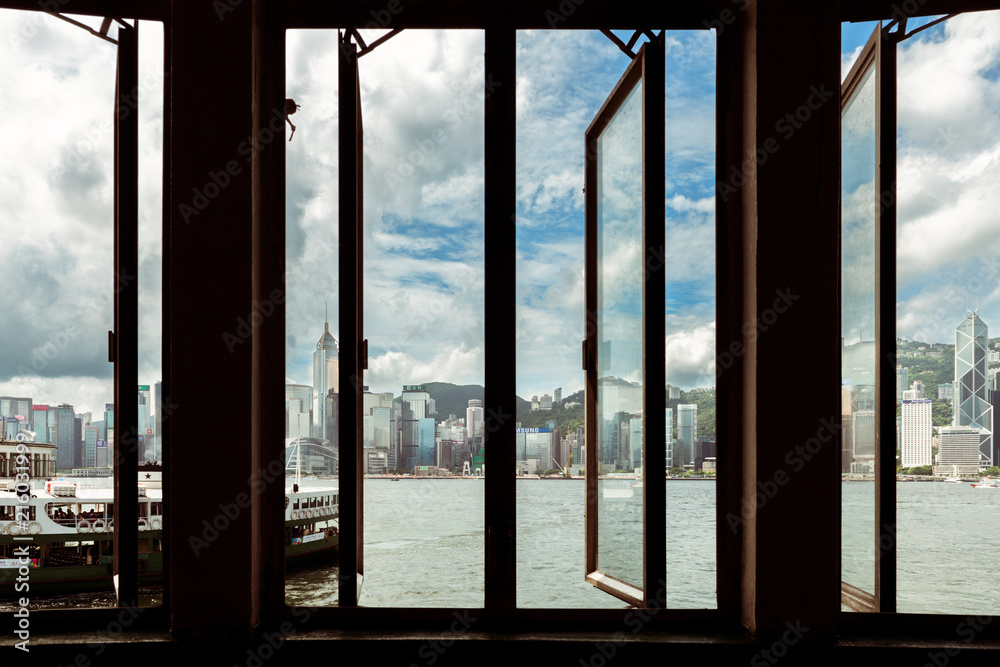 hong kong city view from pier ferry hong kong city view from pier ferry