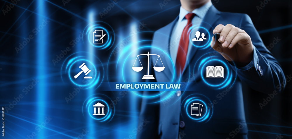 Employment Law Legal Rules Lawyer Business Concept - obrazy, fototapety, plakaty 