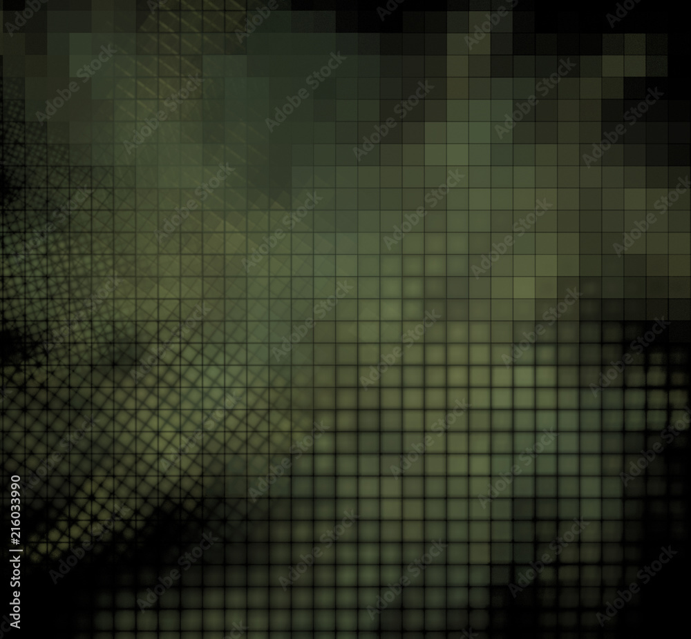 Camouflage pixel fractal blurred on a black background. Camouflage pixel fractal blurred on a black background.