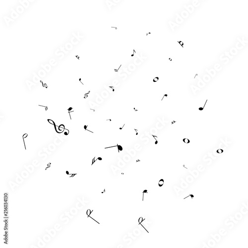 black music notes isolated on white background. Vector illustration