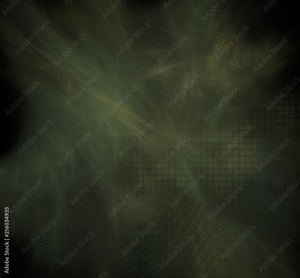 Camouflage pixel fractal blurred on a black background.