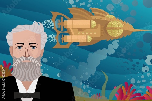 Twenty thousand leagues under the sea nautilus submarine and jules verne writer