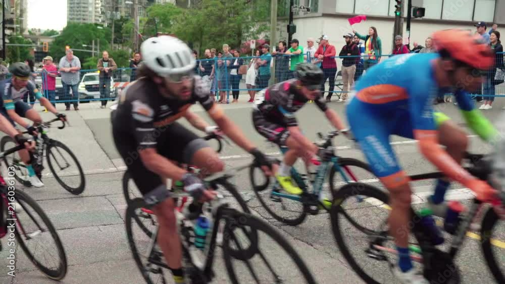 Swarm of Cyclists Passing Camera High Shutter Speed