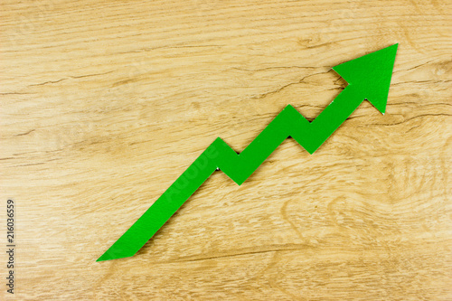 Green arrow. Rising Up. Rise and increase. Simply Business economical concept. Finance and trading symbol.