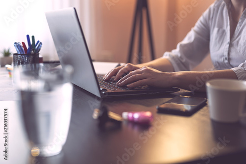 Businesswoman working on a laptop computer