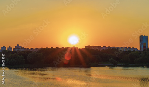 Minsk sunset  Belarus  river svisloch