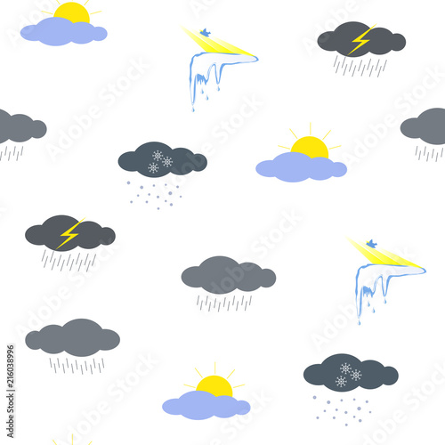Seamless pattern with wether icons. Vector illustration