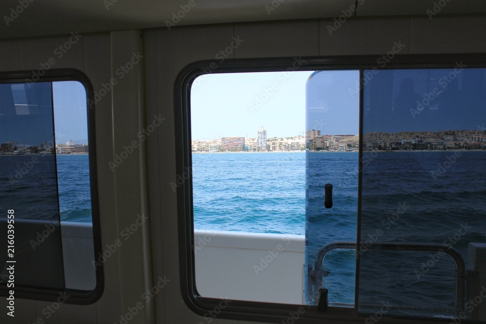 Fototapeta premium Panoramic view of the coast of Santa Pola, Alicante from the sea