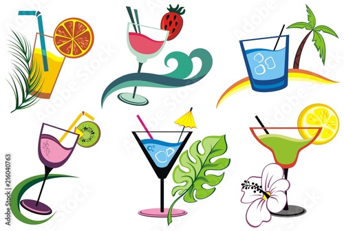 Set of  alcoholic drinks, cocktails
