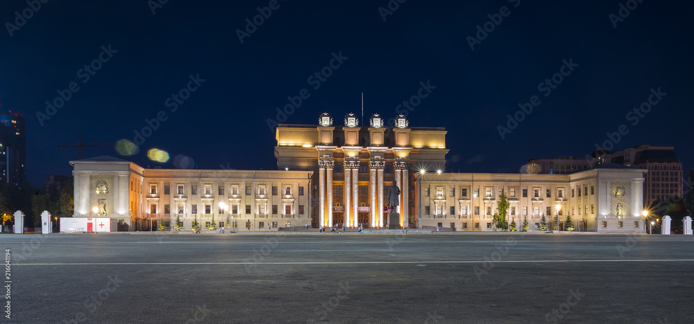 Opera and ballet building on Kuibyshev square in Samara, Russia. The summer evening of 1 August 2018