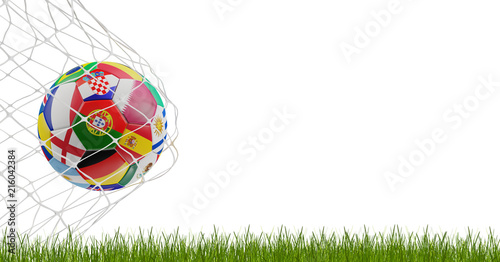 soccer ball in goal 3d-illustration