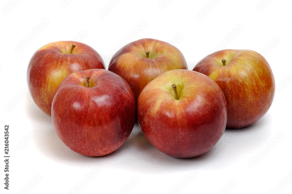 5 juicy apples isolated on a white background