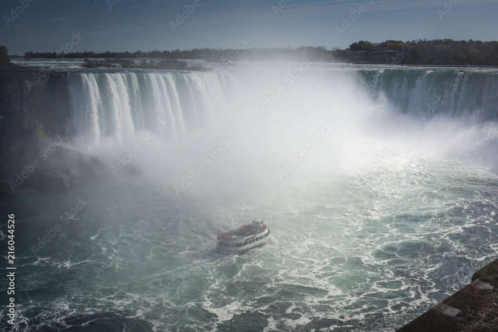 Ship close to Niagara Falls waterfall Ship close to Niagara Falls waterfall