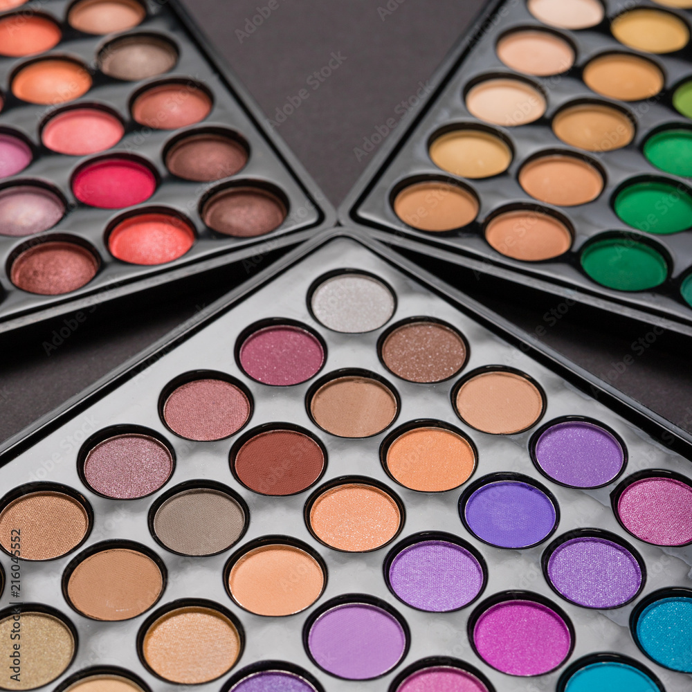 Closeup of make-up eyeshadow palettes Closeup of make-up eyeshadow palettes