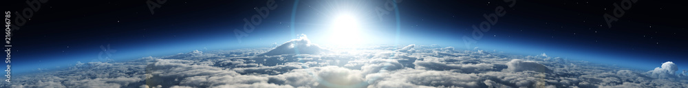 Sunrise over the planet. Panorama of clouds under the sun.
 - obrazy, fototapety, plakaty 