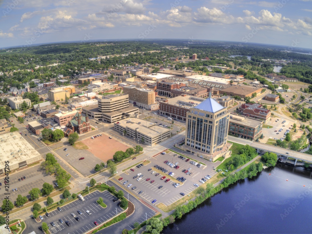 Aerial View of the Wausau Skyline in Wisconsin