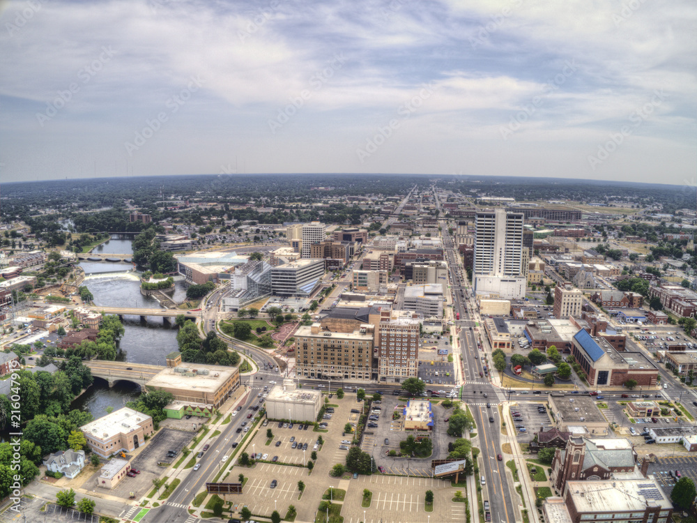 Aerial View of Downtown South Bend in Indiana