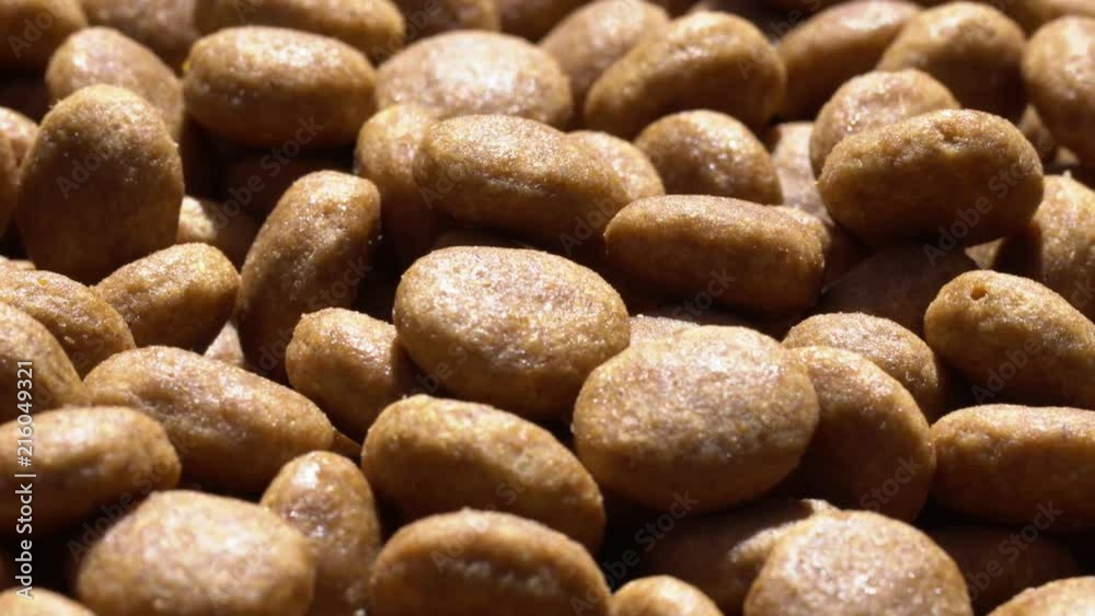 Dog food largely. Healthy food. Movement in a circle. 4K. Dog food largely. Healthy food. Movement in a circle. 4K.