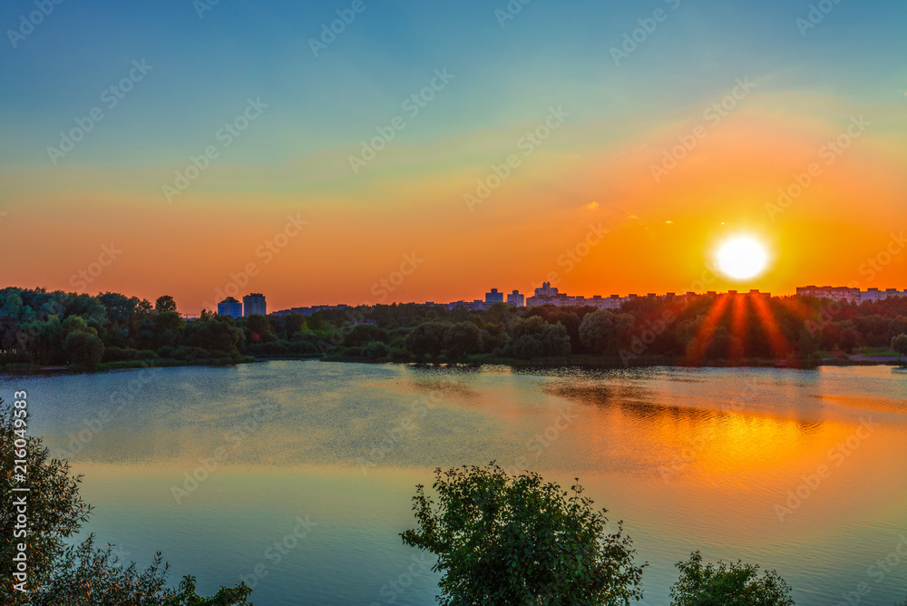 Minsk sunset, Belarus, river svisloch