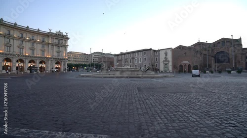 Rome,Italy-July 29, 2018: Plaza of Republic in Rome soon after the sunrise photo