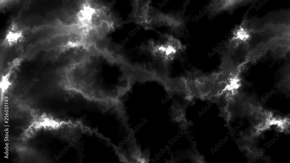 Flowing shapes of light. Abstract monochrome background. VJ footage. Content for LED screen and projection mapping