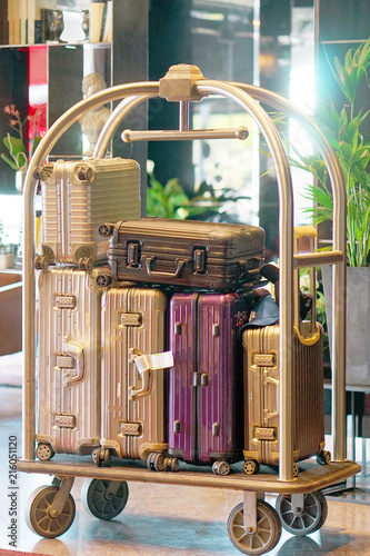 Trolley Luggage at the hotel. Hotel baggage cart