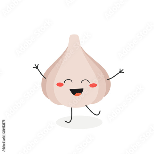 Vector illustration of merry cartoon garlic