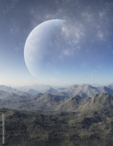 Fototapeta Naklejka Na Ścianę i Meble -  3d rendered Space Art: Alien Planet - A Fantasy Landscape