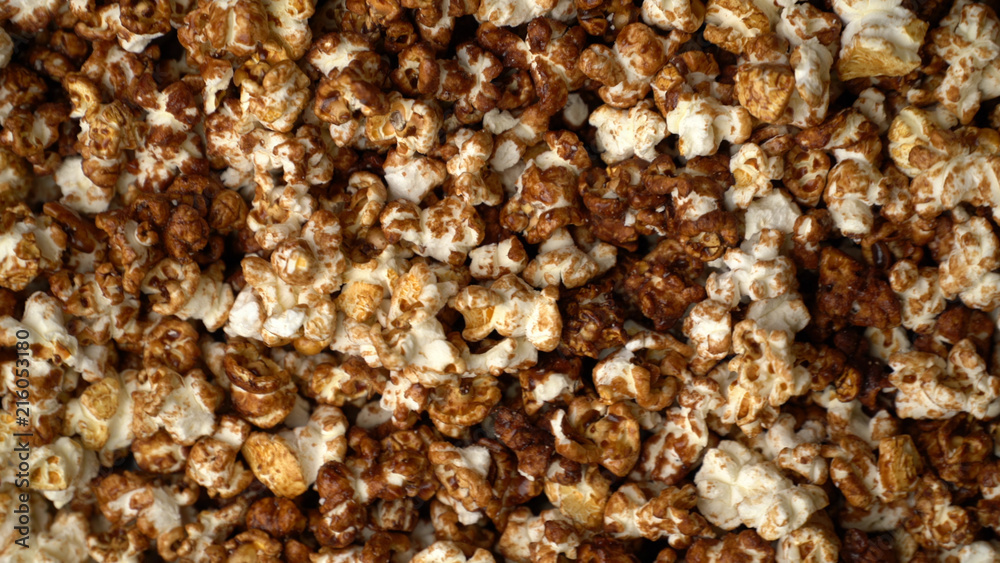 close up caramel popcorn background close up caramel popcorn background