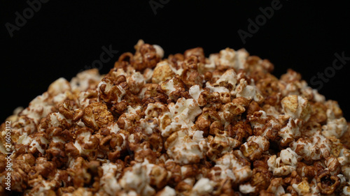 close up caramel popcorn background