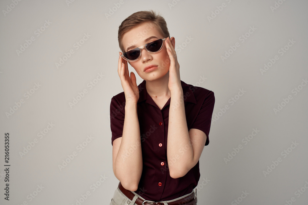 serious woman with glasses serious woman with glasses