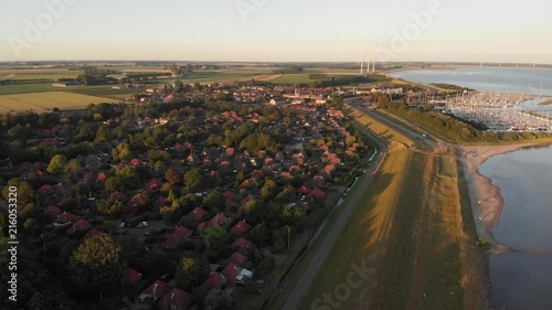 Drone footage from Herkingen, Netherlands in clear weather. photo